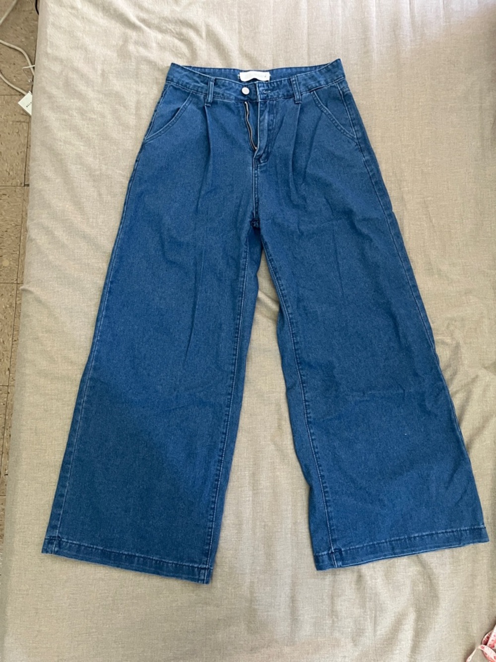 Zara Wide-Leg pleated Jeans - Deep Blue